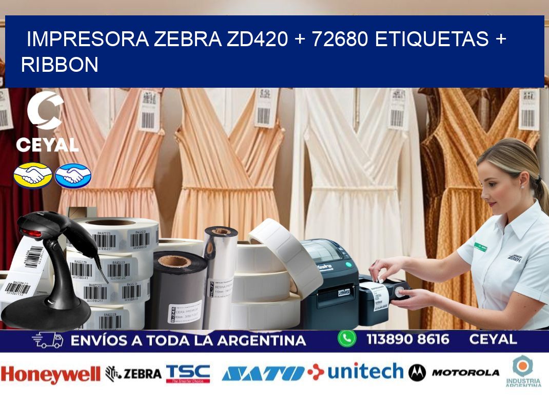 impresora zebra zd420 + 72680 etiquetas + ribbon