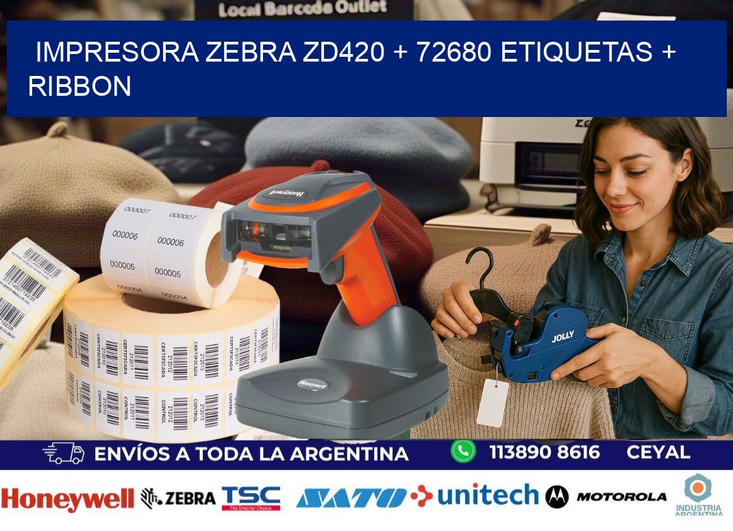 impresora zebra zd420 + 72680 etiquetas + ribbon