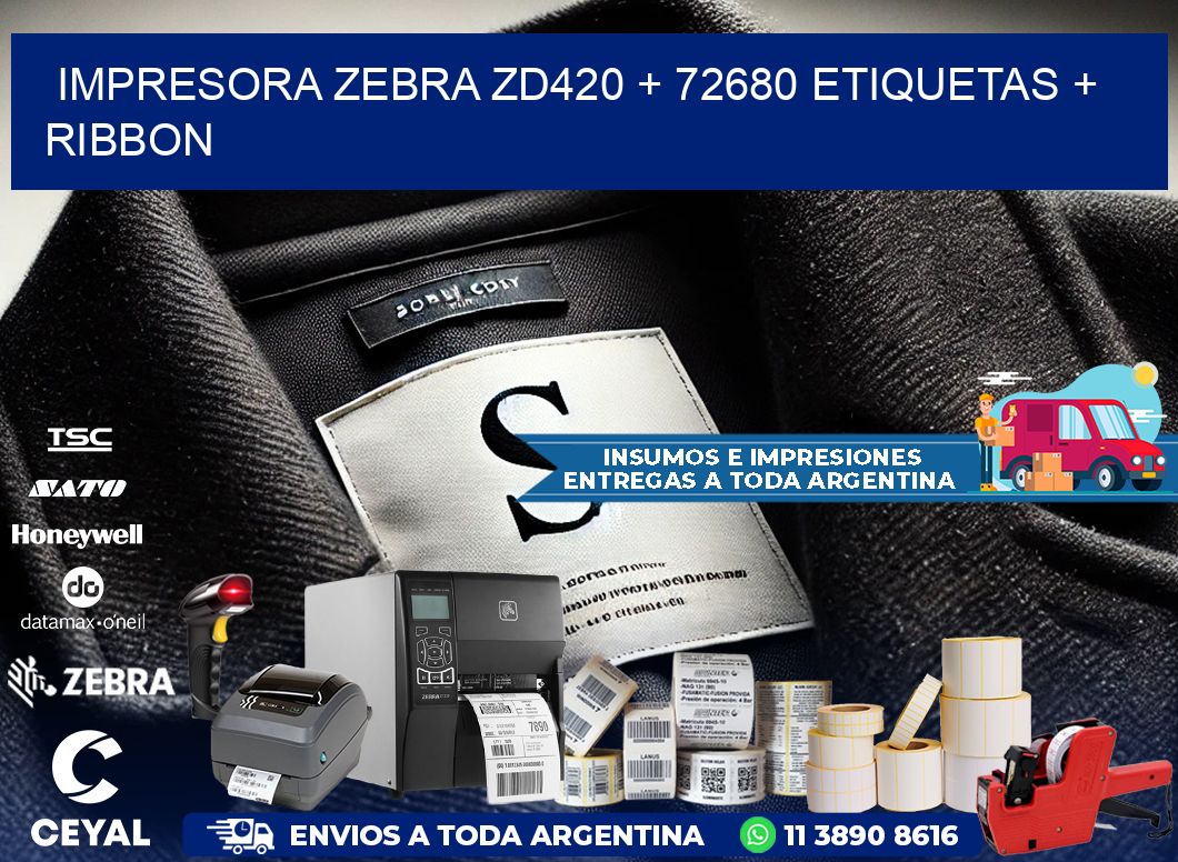 impresora zebra zd420 + 72680 etiquetas + ribbon