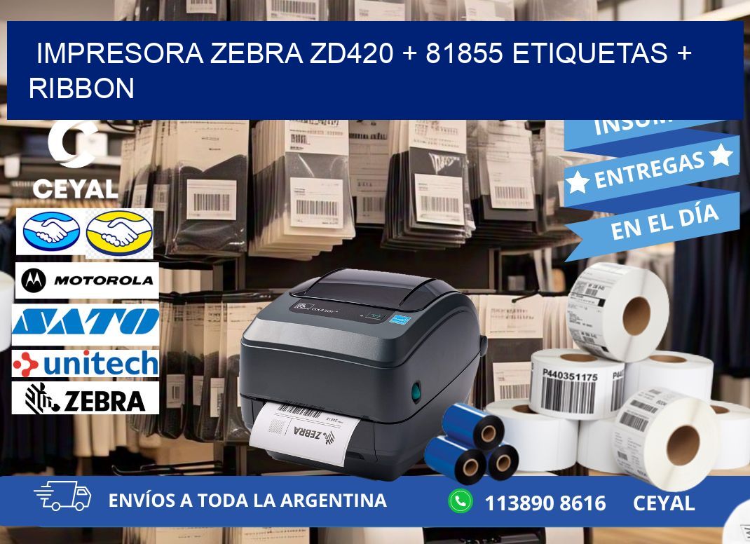 impresora zebra zd420 + 81855 etiquetas + ribbon