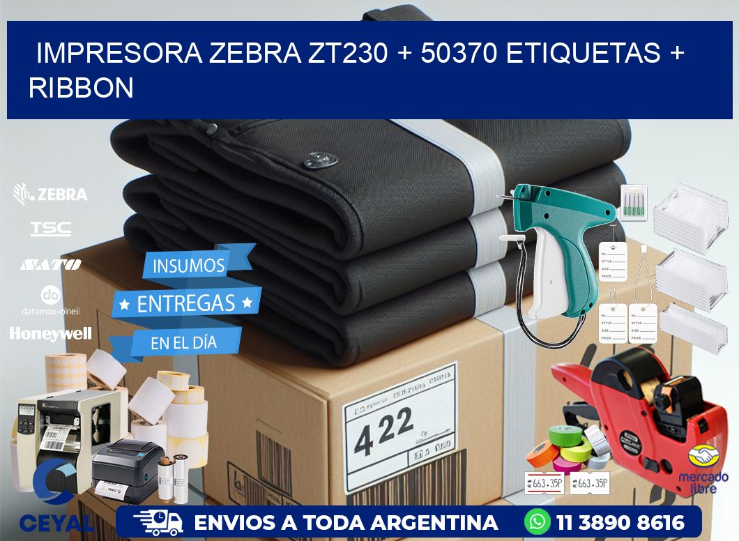 impresora zebra zt230 + 50370 etiquetas + ribbon