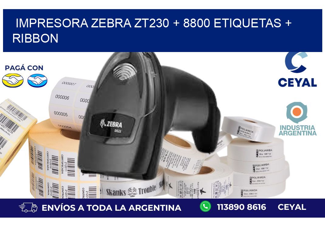 impresora zebra zt230 + 8800 etiquetas + ribbon