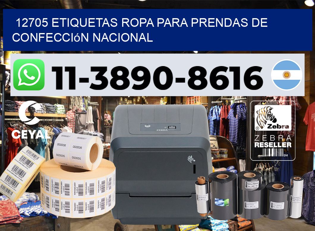 12705 Etiquetas ropa para prendas de confección nacional