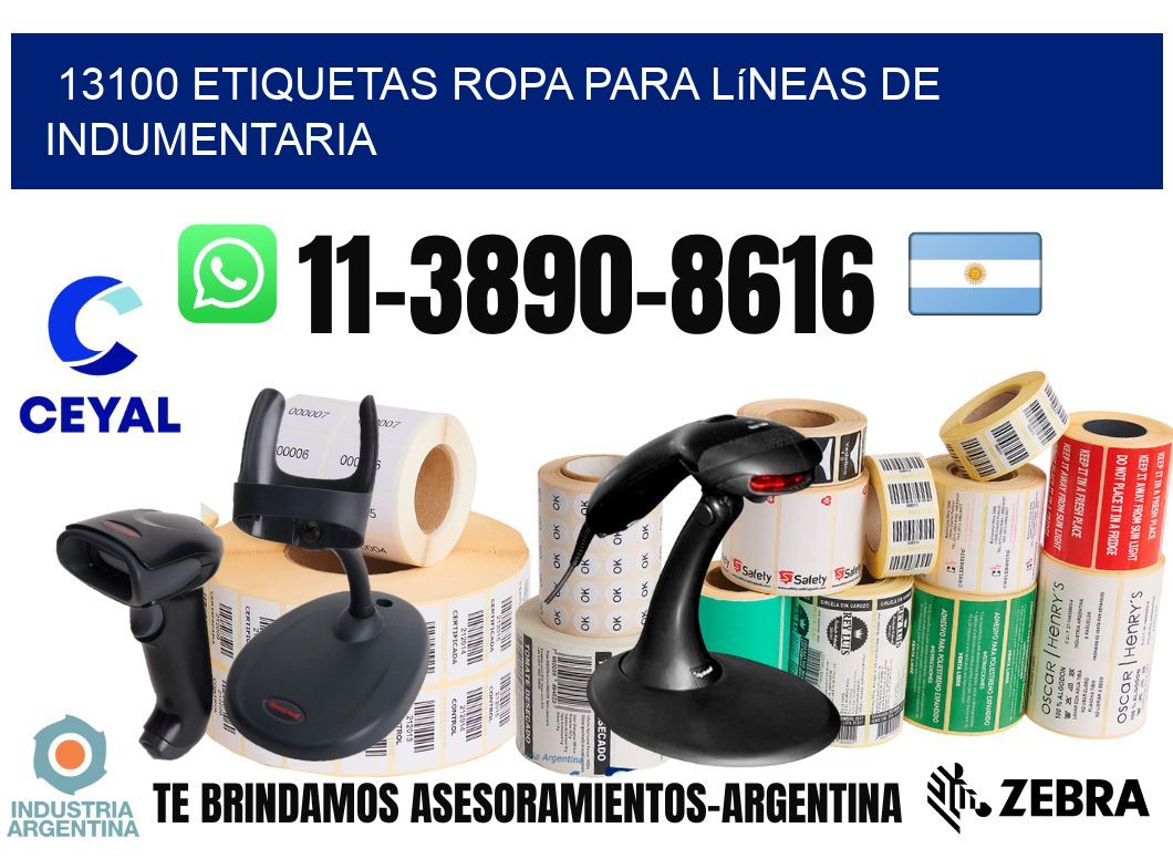 13100 Etiquetas ropa para líneas de indumentaria