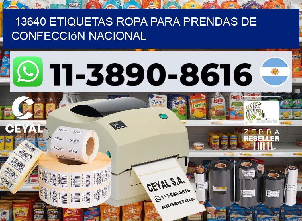 13640 Etiquetas ropa para prendas de confección nacional