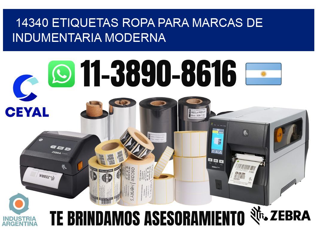 14340 Etiquetas ropa para marcas de indumentaria moderna