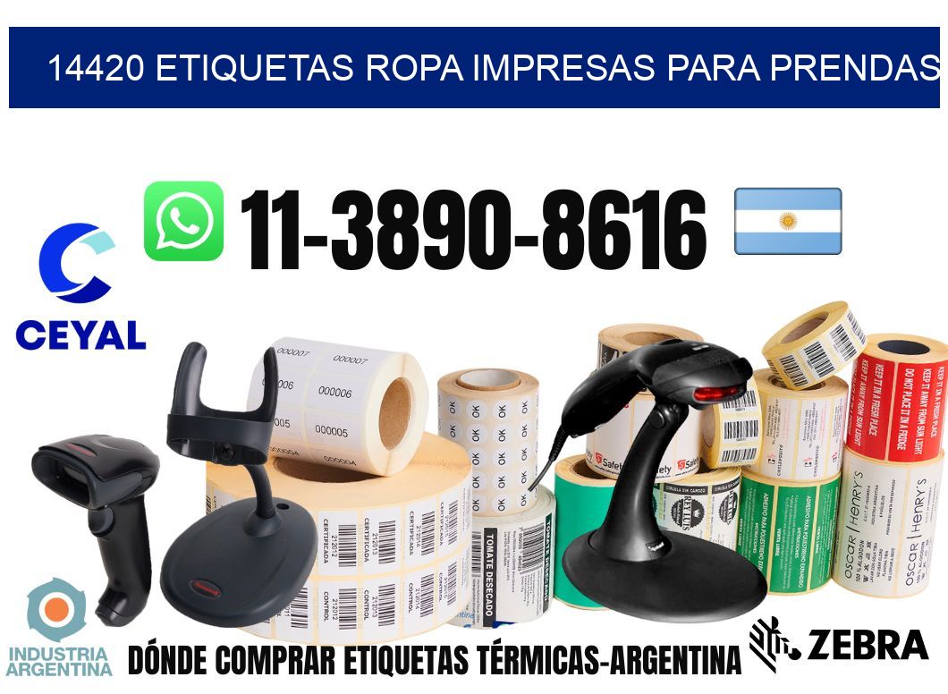14420 Etiquetas ropa impresas para prendas
