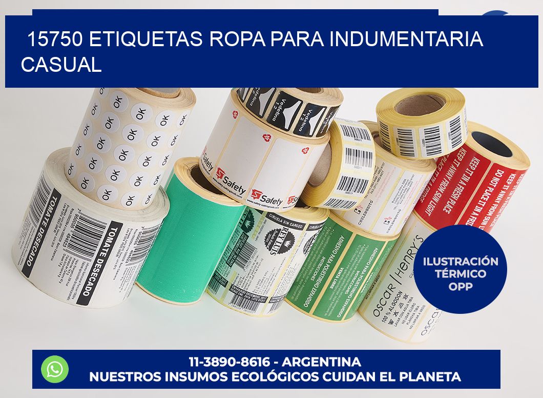 15750 Etiquetas ropa para indumentaria casual