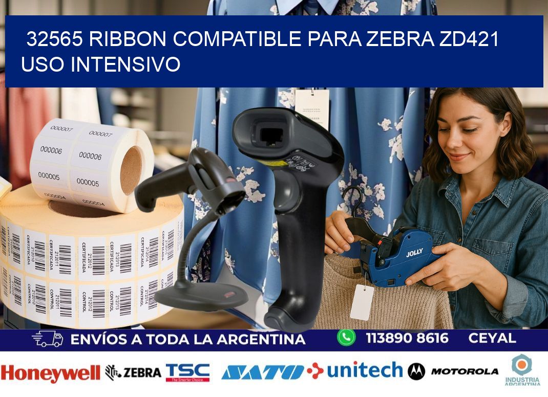 32565 ribbon compatible para zebra zd421 uso intensivo
