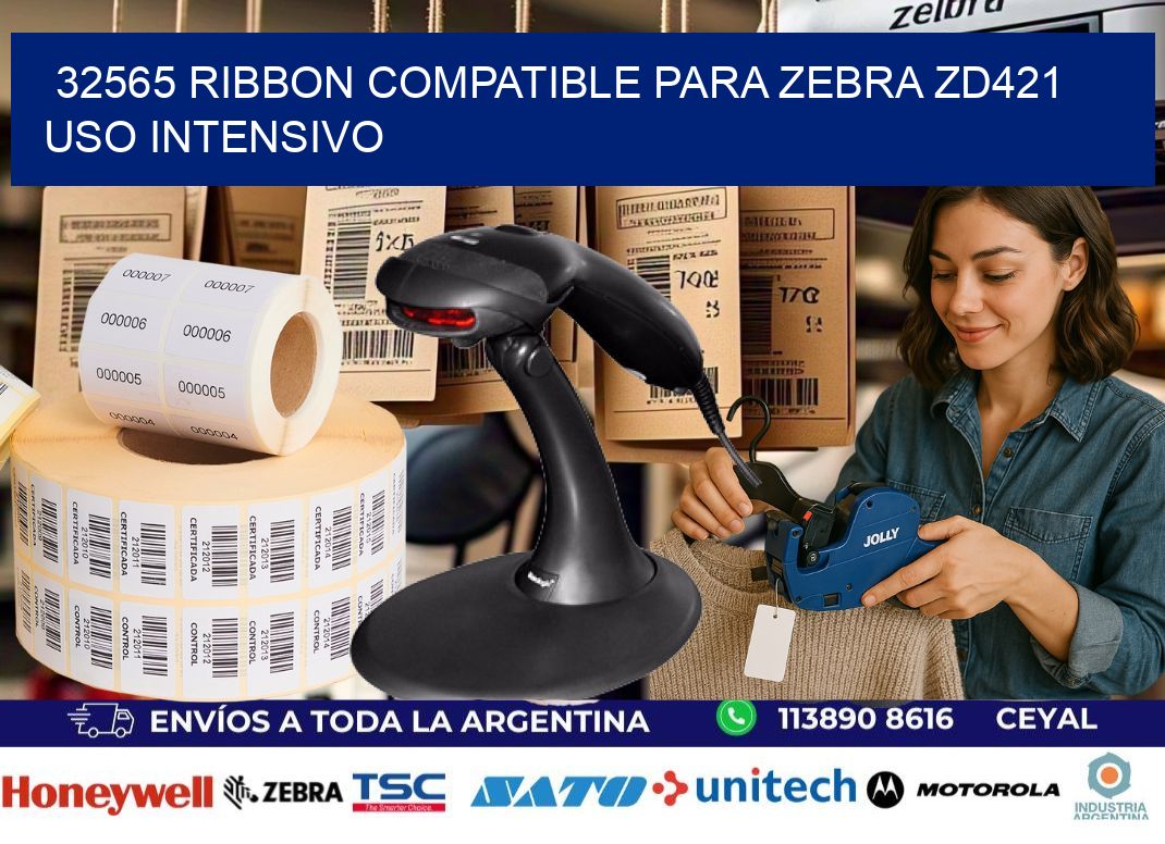 32565 ribbon compatible para zebra zd421 uso intensivo