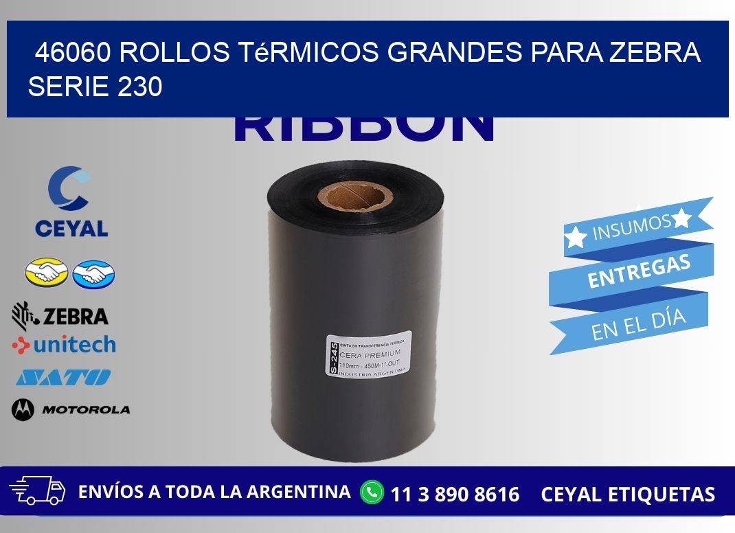 46060 rollos térmicos grandes para zebra serie 230