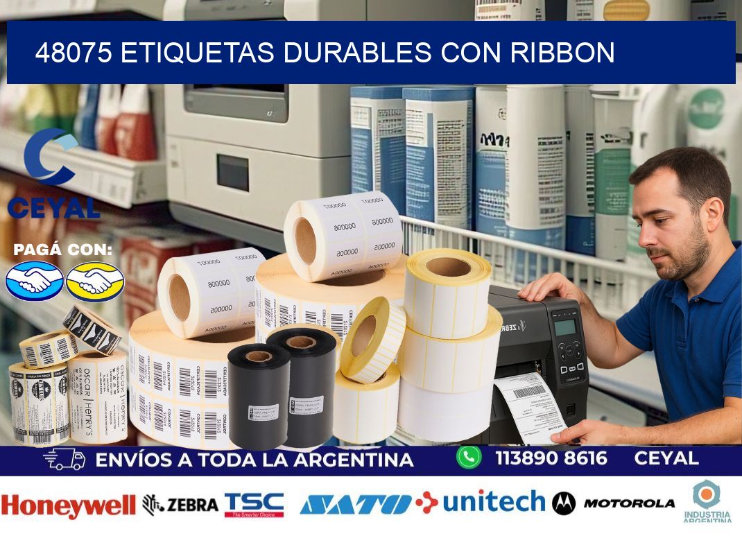 48075 etiquetas durables con ribbon
