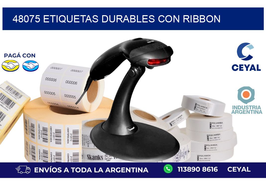 48075 etiquetas durables con ribbon