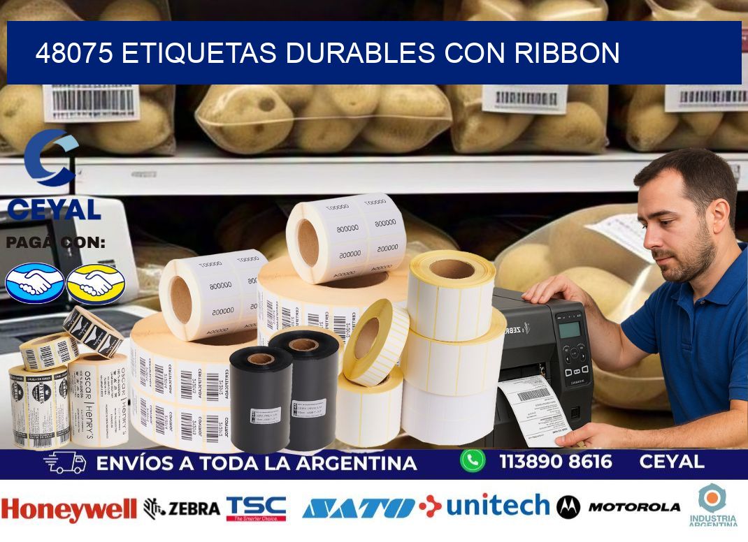 48075 etiquetas durables con ribbon