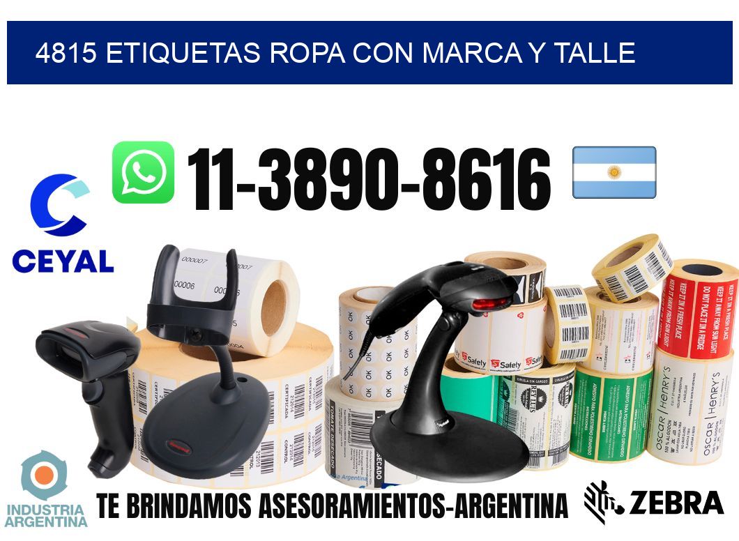 4815 Etiquetas ropa con marca y talle
