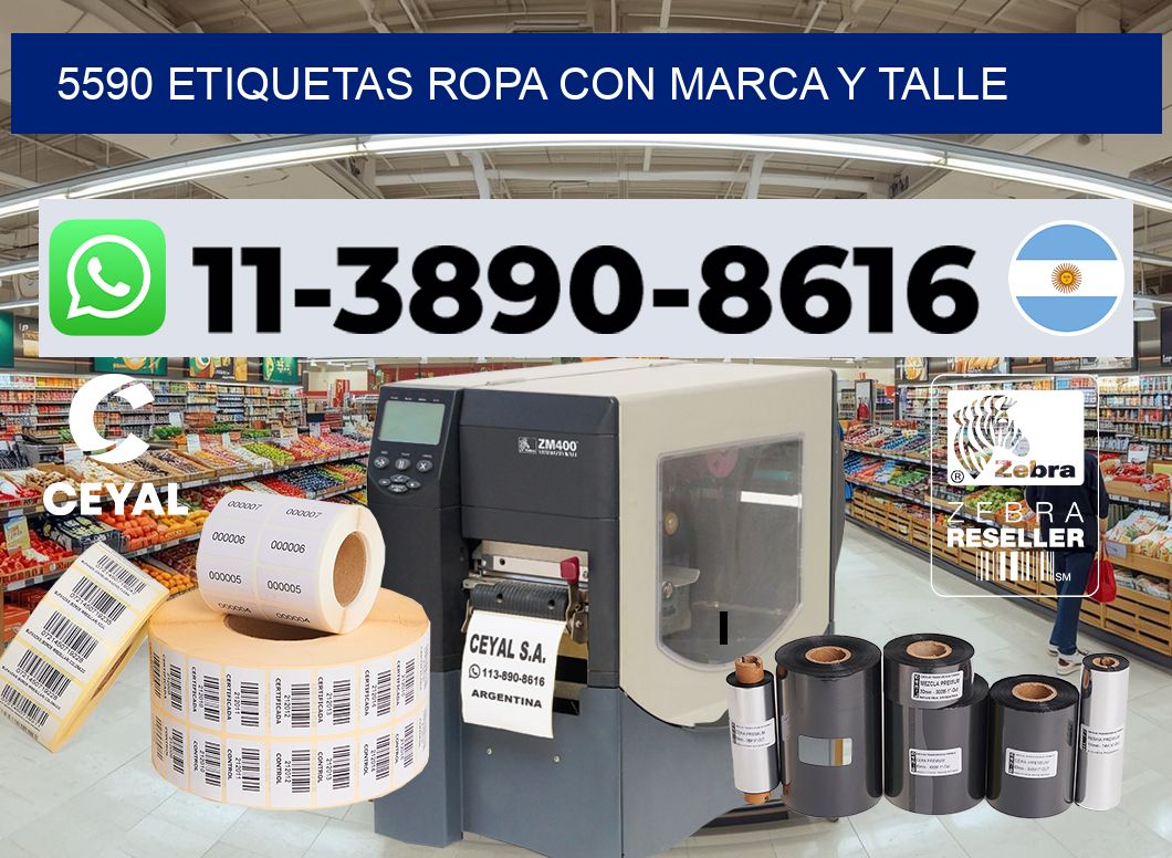 5590 Etiquetas ropa con marca y talle