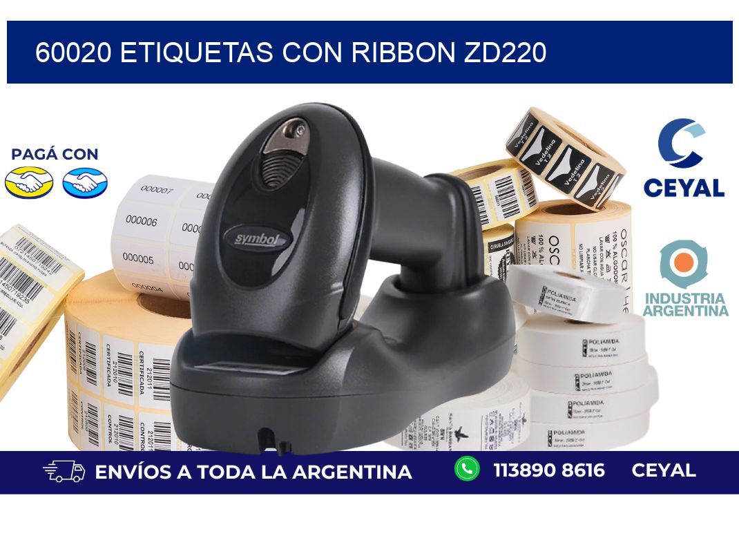 60020 etiquetas con ribbon zd220