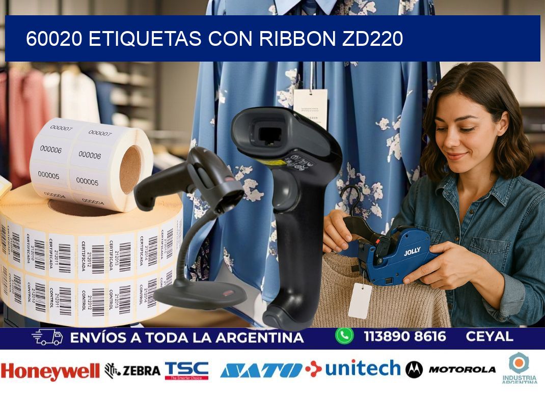60020 etiquetas con ribbon zd220