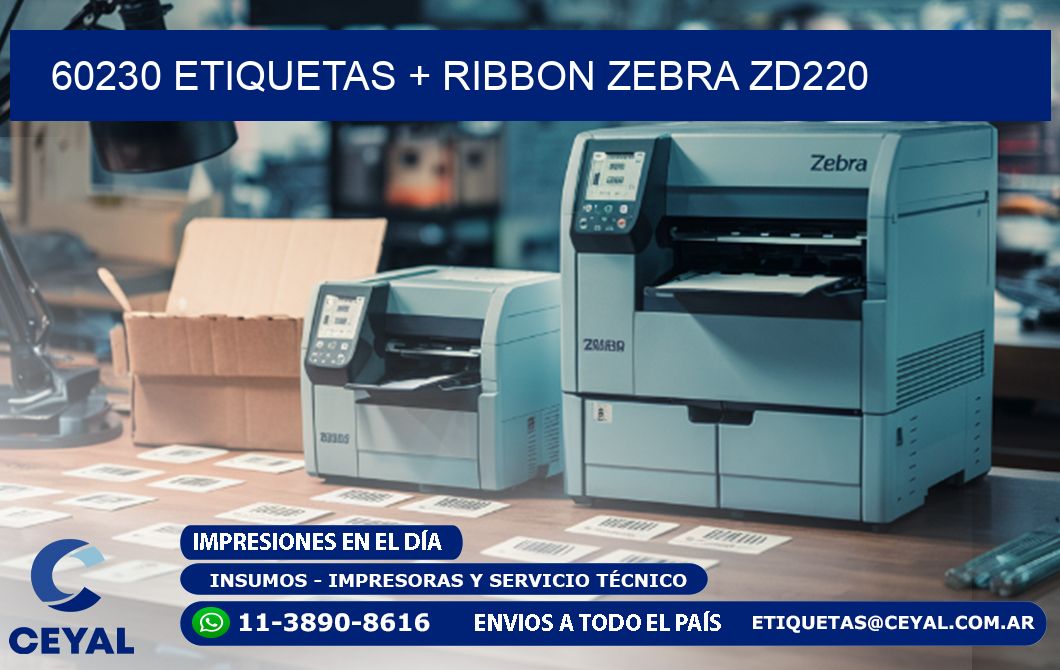 60230 etiquetas + ribbon zebra zd220