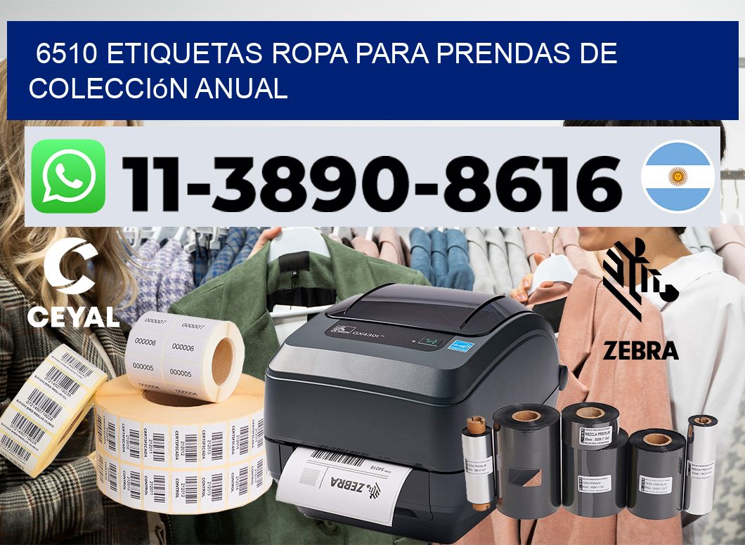 6510 Etiquetas ropa para prendas de colección anual