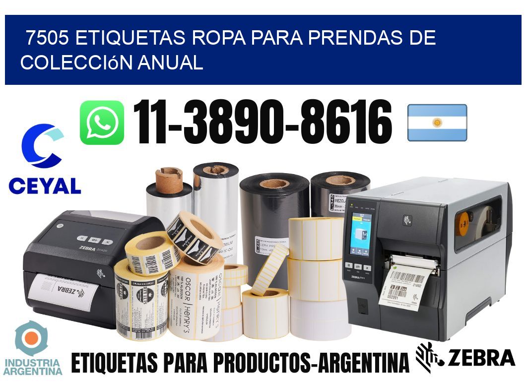 7505 Etiquetas ropa para prendas de colección anual