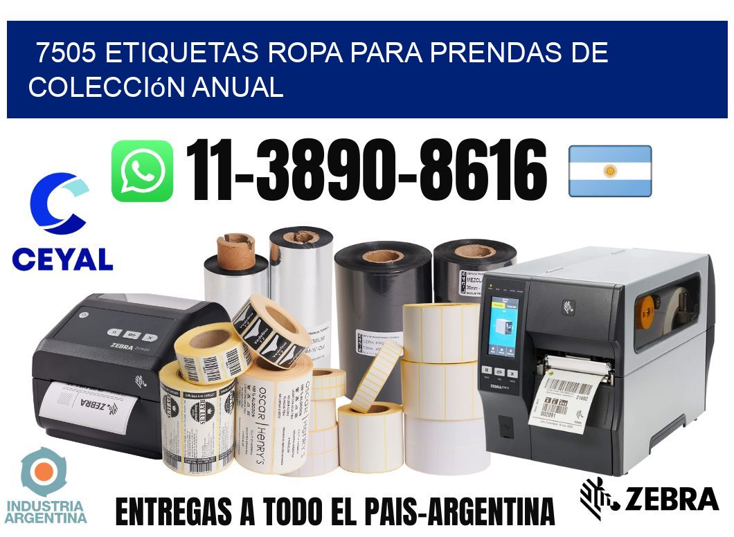7505 Etiquetas ropa para prendas de colección anual