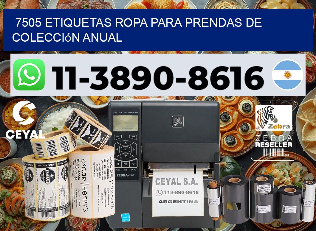 7505 Etiquetas ropa para prendas de colección anual
