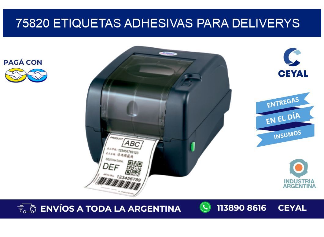 75820 etiquetas adhesivas para deliverys