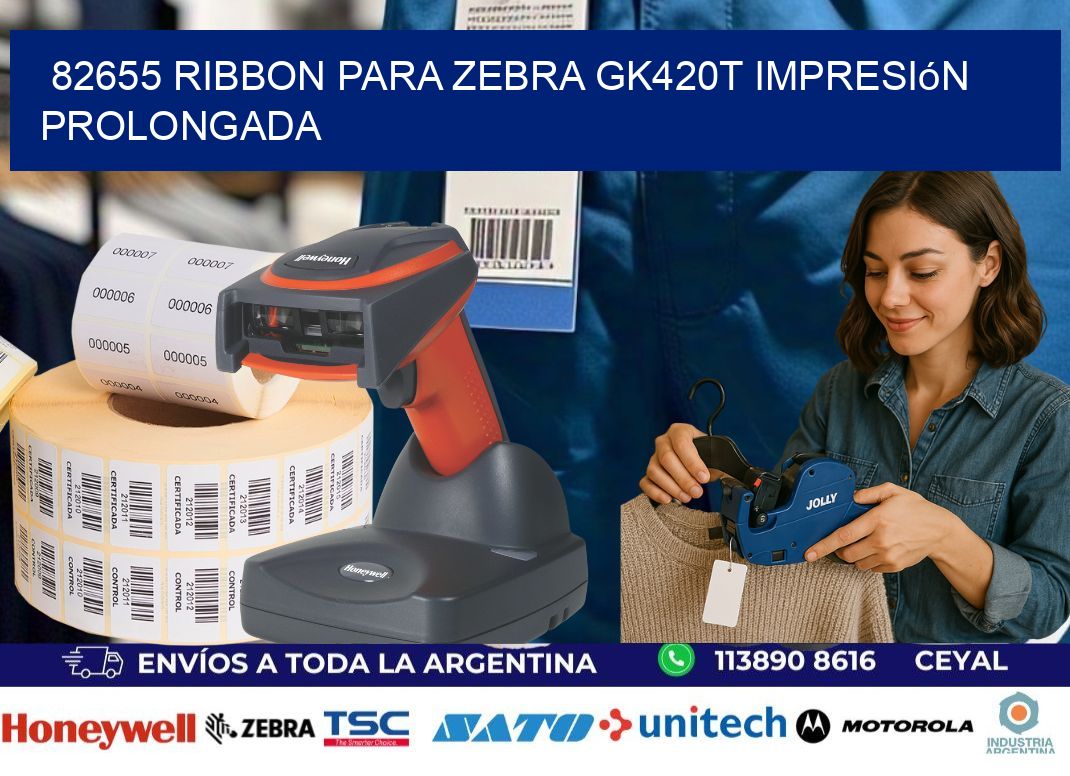 82655 ribbon para zebra gk420t impresión prolongada
