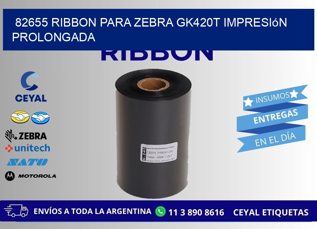 82655 ribbon para zebra gk420t impresión prolongada