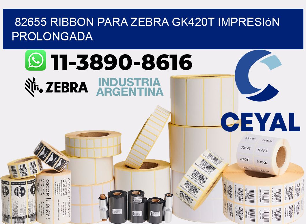 82655 ribbon para zebra gk420t impresión prolongada