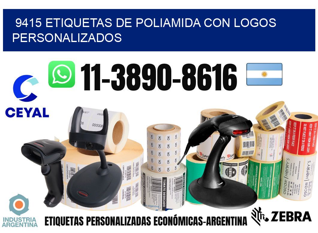 9415 Etiquetas de poliamida con logos personalizados