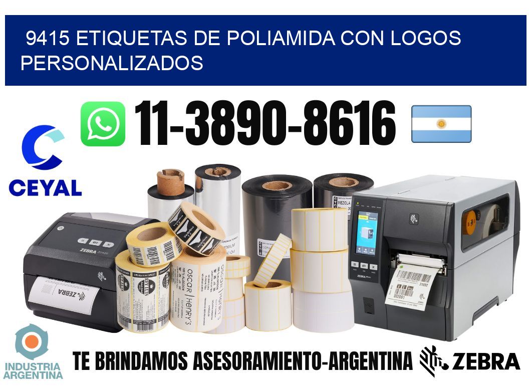 9415 Etiquetas de poliamida con logos personalizados