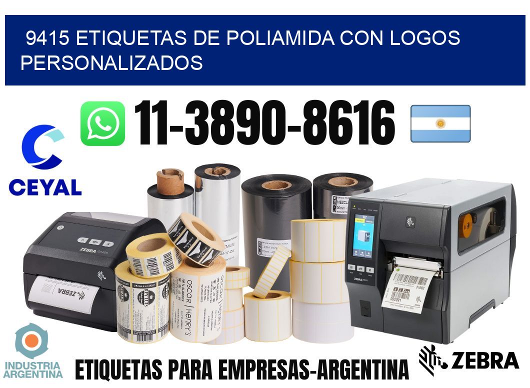 9415 Etiquetas de poliamida con logos personalizados