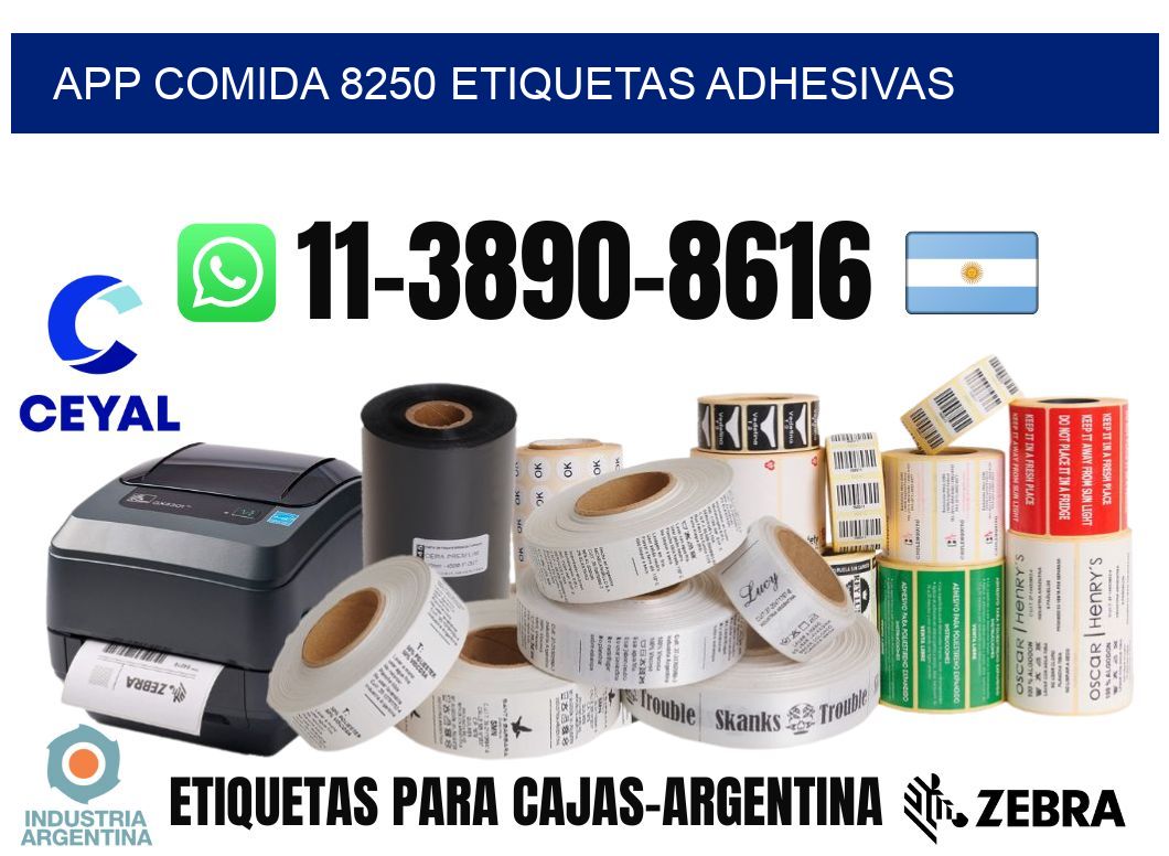 App comida 8250 etiquetas adhesivas