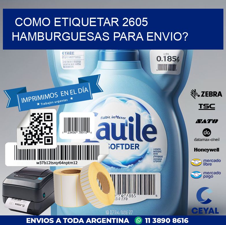como etiquetar 2605  hamburguesas para envio?