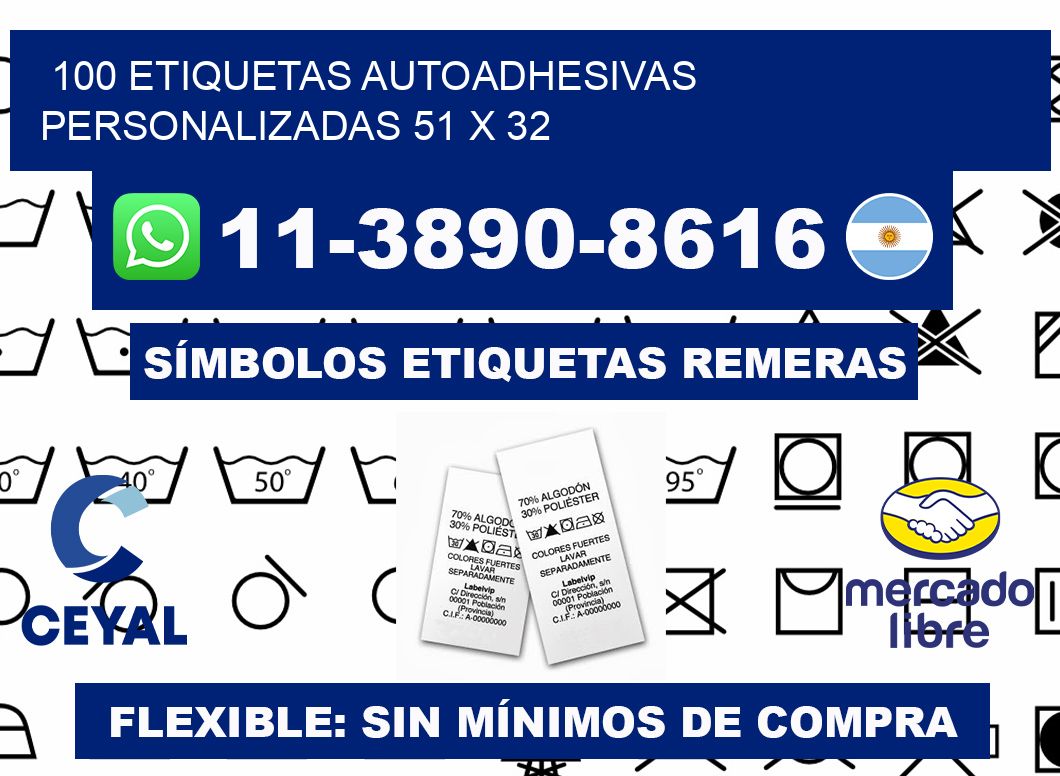 100 Etiquetas autoadhesivas personalizadas 51 x 32