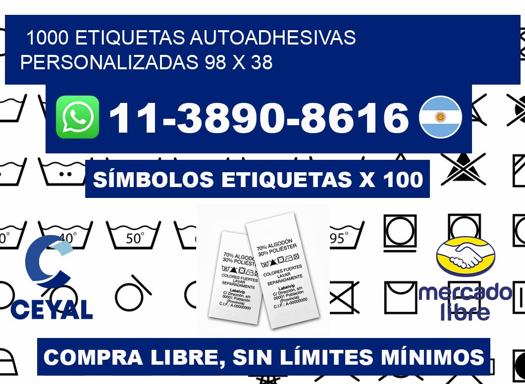 1000 Etiquetas autoadhesivas personalizadas 98 x 38