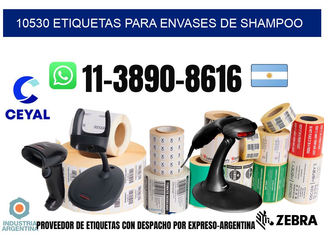 10530 Etiquetas para envases de shampoo