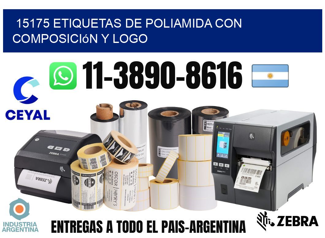 15175 Etiquetas de poliamida con composición y logo
