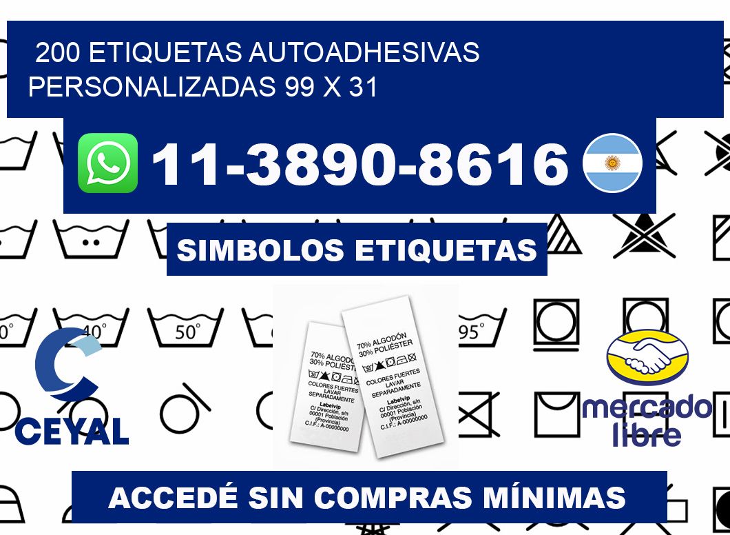 200 Etiquetas autoadhesivas personalizadas 99 x 31