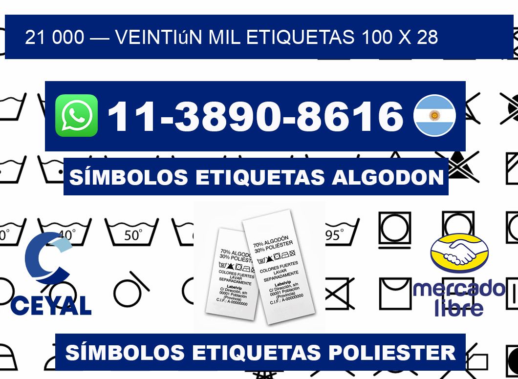 21 000 — veintiún mil etiquetas 100 x 28