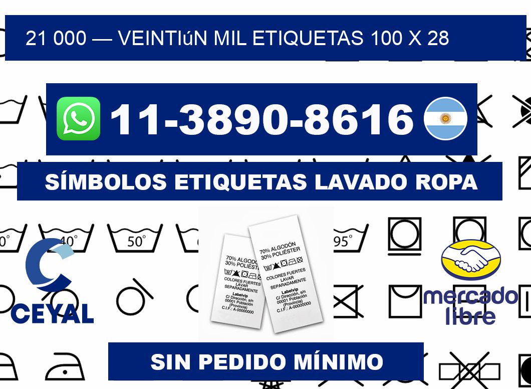 21 000 — veintiún mil etiquetas 100 x 28
