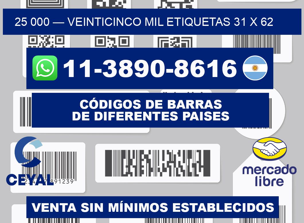 25 000 — veinticinco mil etiquetas 31 x 62