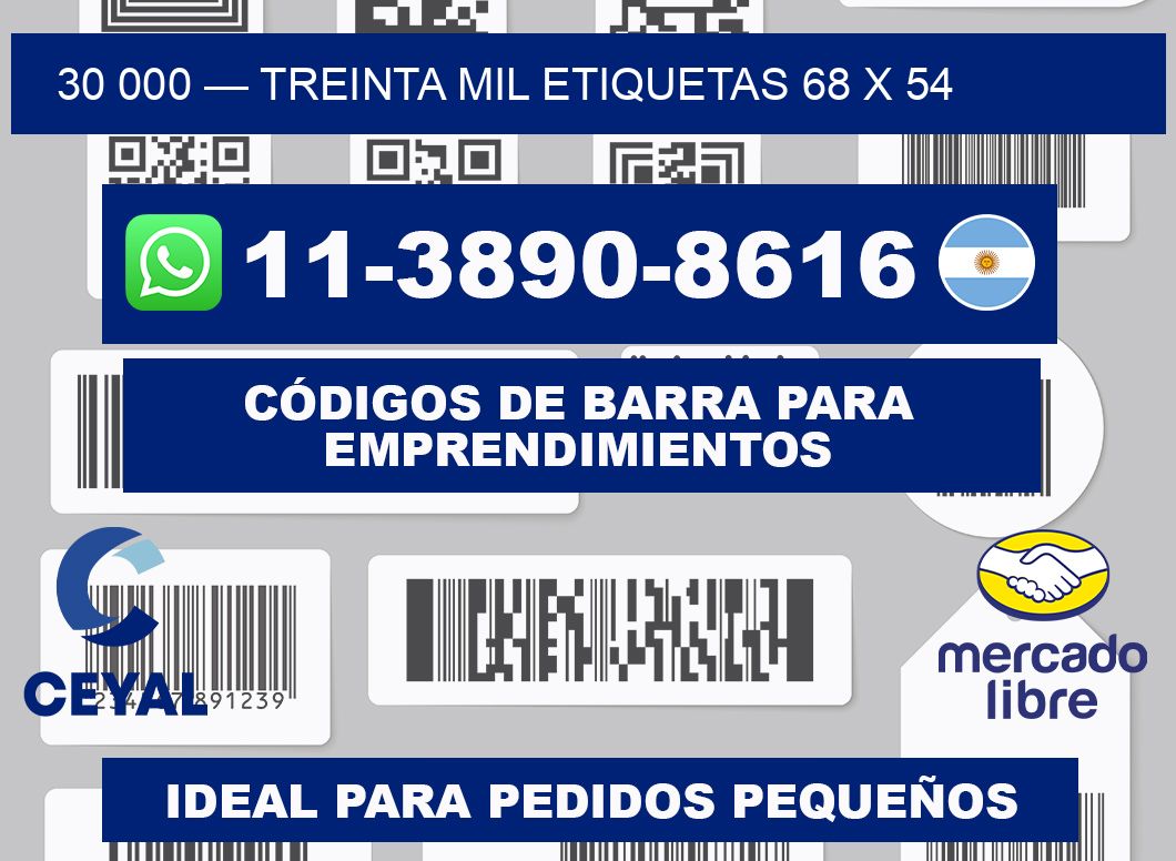 30 000 — treinta mil etiquetas 68 x 54