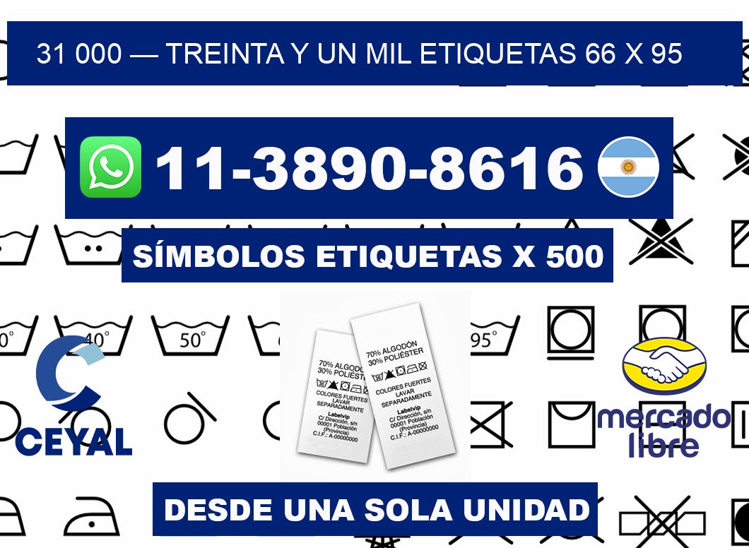 31 000 — treinta y un mil etiquetas 66 x 95