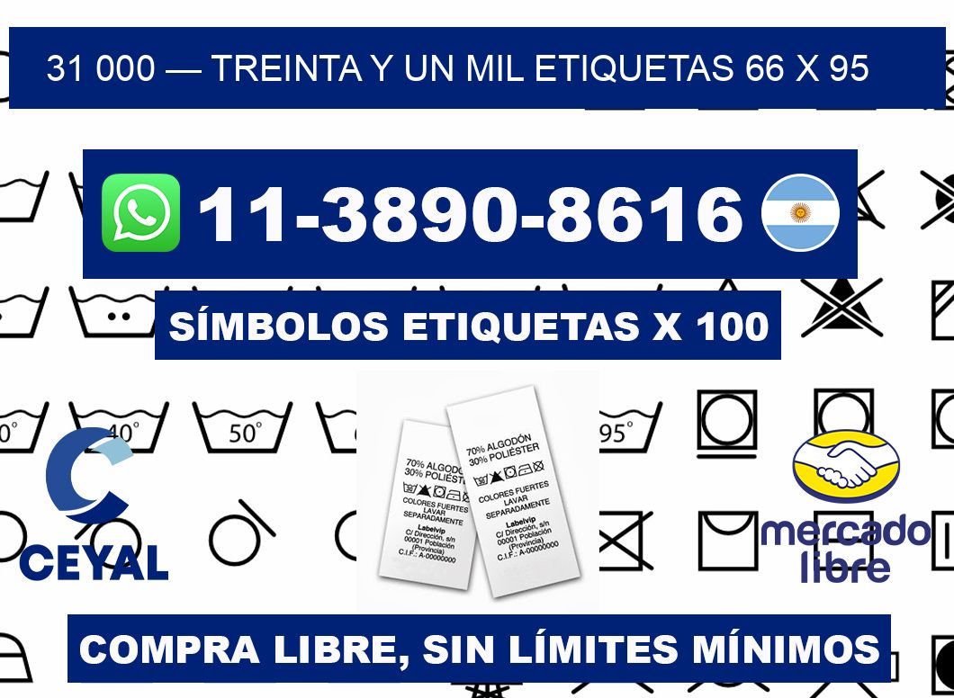 31 000 — treinta y un mil etiquetas 66 x 95