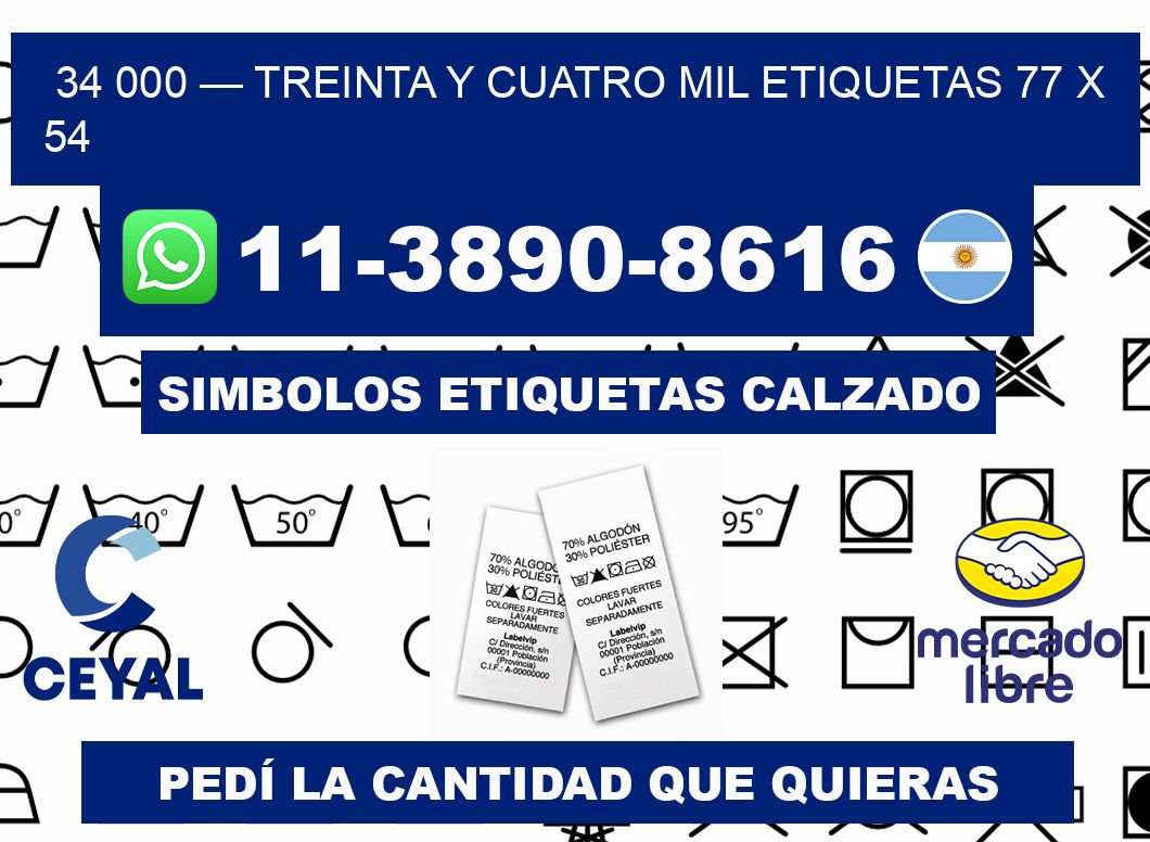 34 000 — treinta y cuatro mil etiquetas 77 x 54
