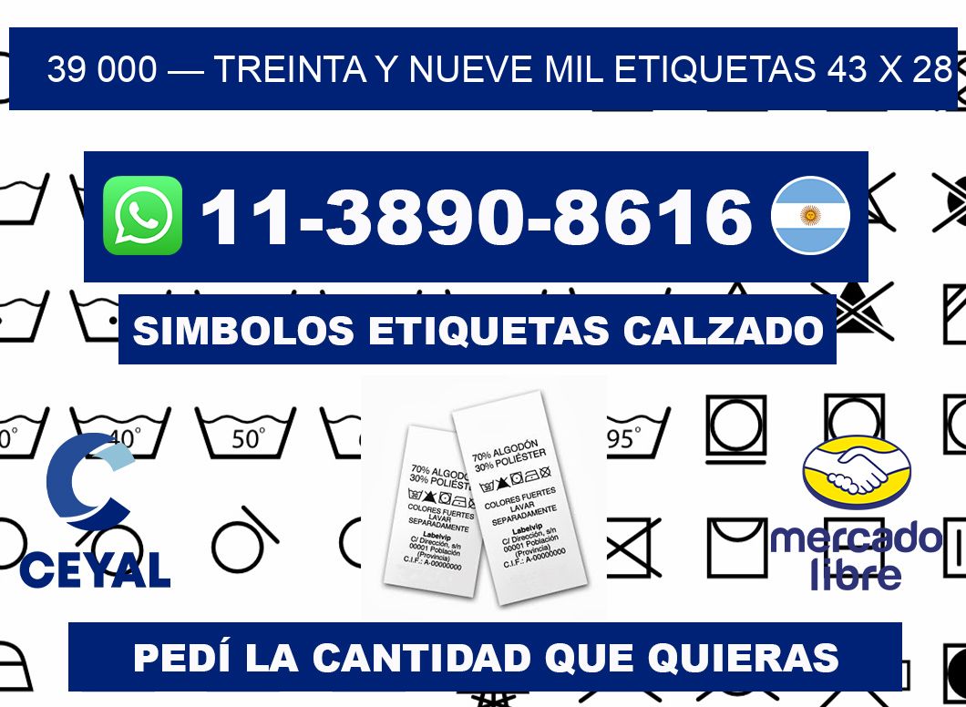 39 000 — treinta y nueve mil etiquetas 43 x 28