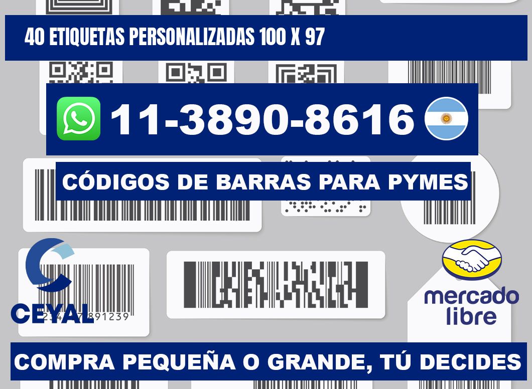 40 ETIQUETAS PERSONALIZADAS 100 x 97